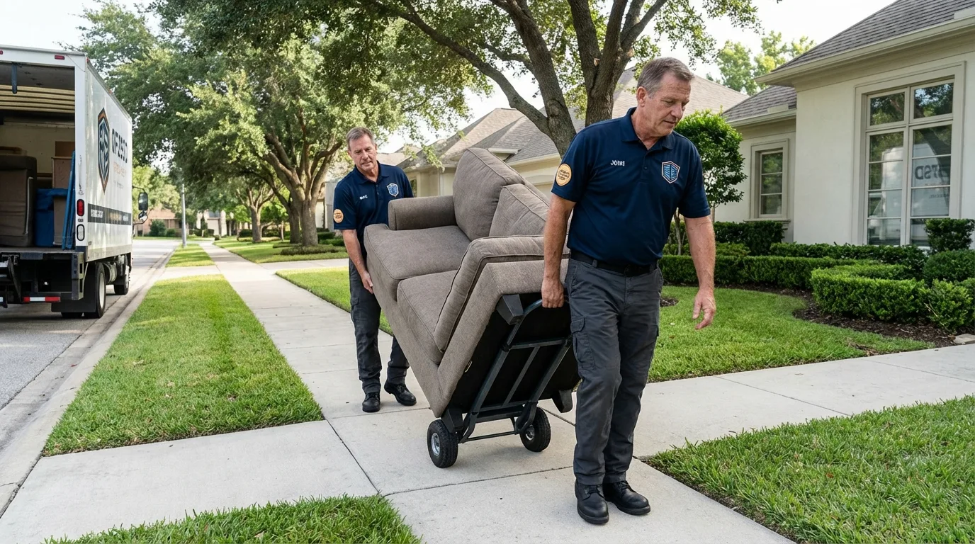 Local residential moving crew loading furniture in Mahomet, IL